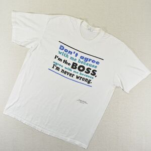 Vtg 80s Shoebox Greetings Im The Boss T Shirt XL White USA Stedman Single Stitch